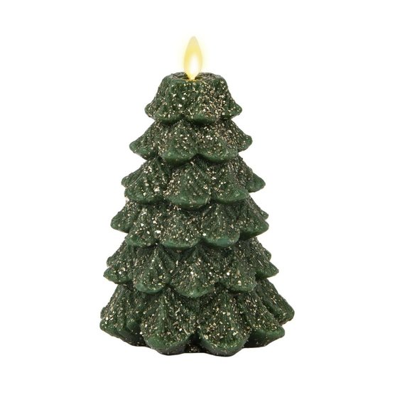 LUMINARA Holiday Luminara Glitter Green Flameless Holiday Christmas